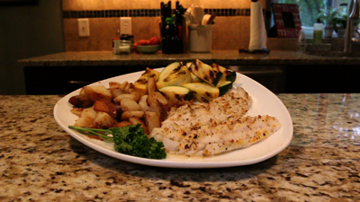 Grilled Garlic Herb Walleye w/ zucchini & squash , and pan fried