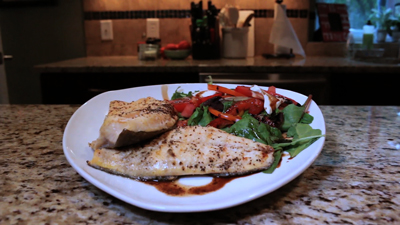 Grilled lemon pepper Trout and Caprese salad
